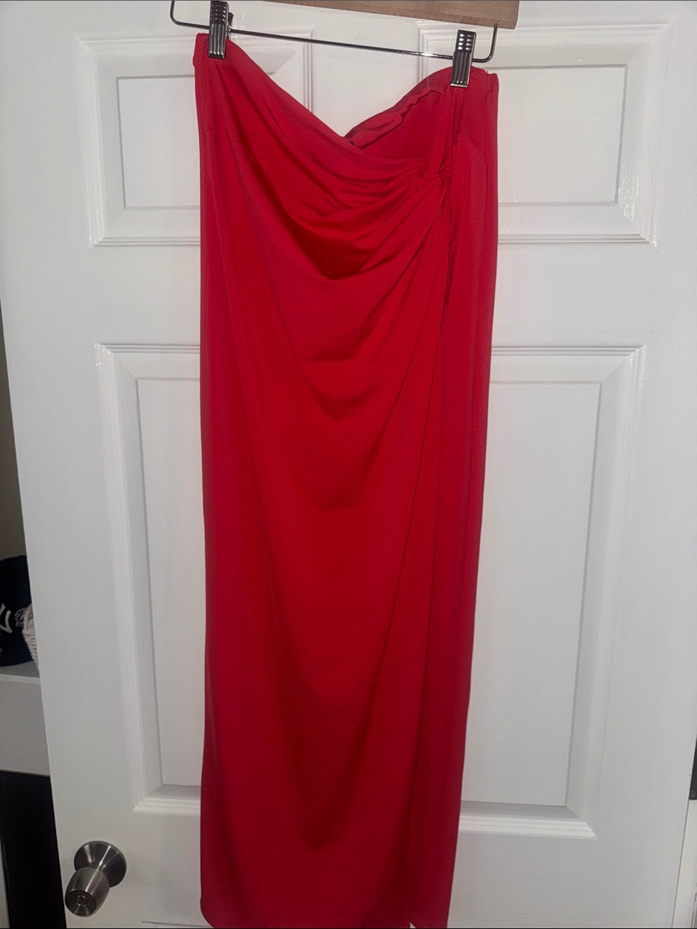 Women’s Red Draped Maxi Dress